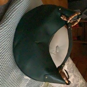 Gucci green pebble leather hobo